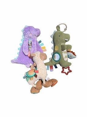 Itzy Ritzy Baby Toy Set Dino Llama Lovey Teether Plush Multi Sensory Comfy